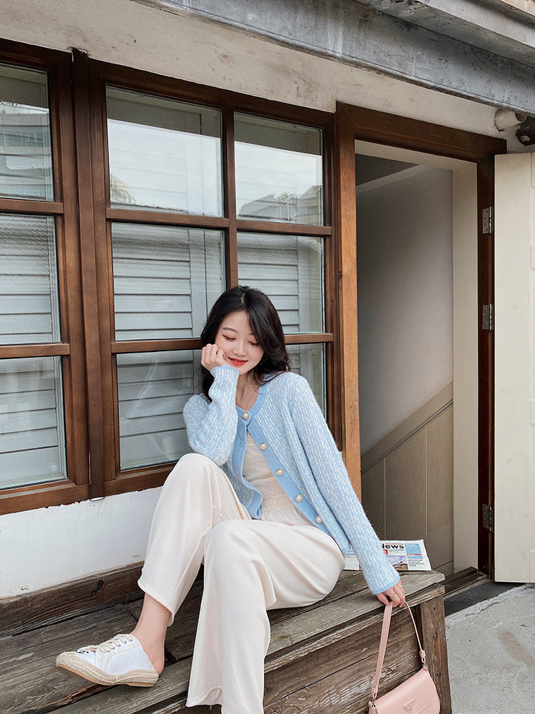 Small Fragrance Knit Cardigan Spring And Summer New Style Loose Cropped Top Coat