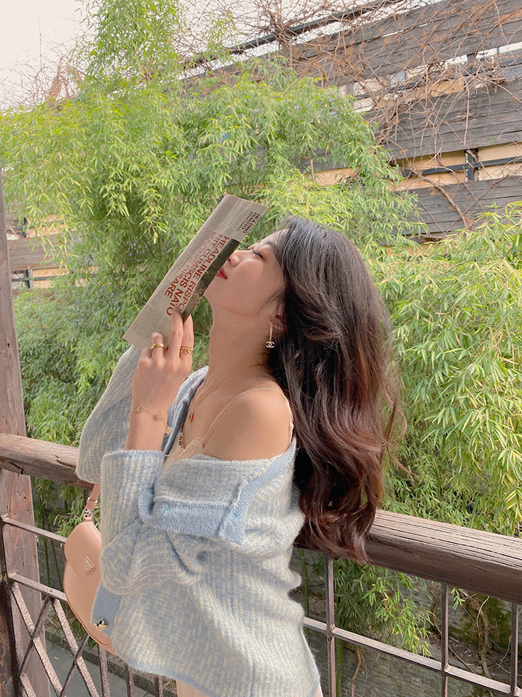 Small Fragrance Knit Cardigan Spring And Summer New Style Loose Cropped Top Coat